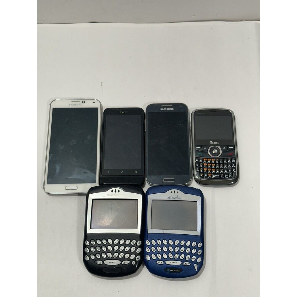 Lot of 6 Cell Phones BlackBerry Samsung‎ AT&T HTC- For PARTS ONLY UNTESTED